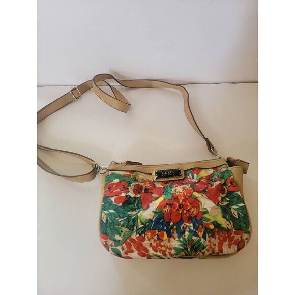 Nicole Miller Women's Multicolor Floral Print Adjustable Strap Crossbody Bag NWT - Picture 1 of 9